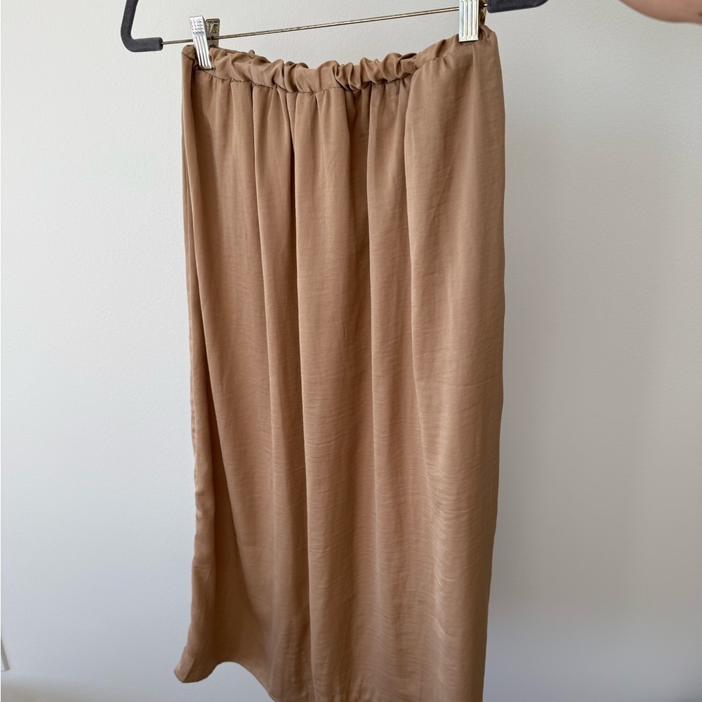 Mango Tan Satin Maxi Skirt XS